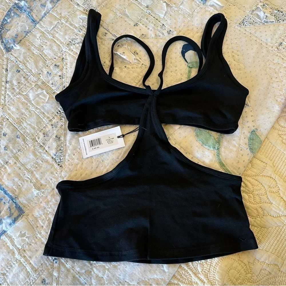 NWT WeWoreWhat black sexy cut-out tank edgy date evening party women large - Picture 4 of 7